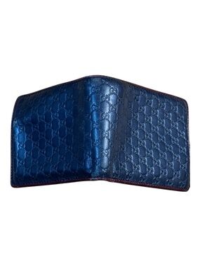 Gucci Navy & Burgundy Microguccissima GG Leather Bifold Wallet